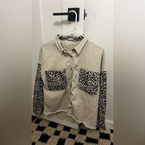 Cheetah color block shacket
